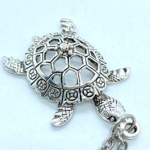 Turtle Pendant Silvertone Necklace